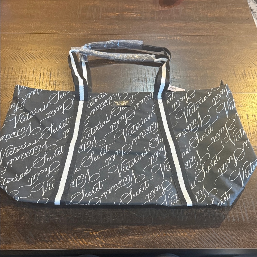 Victoria's Secret Scripted Black and White Tote